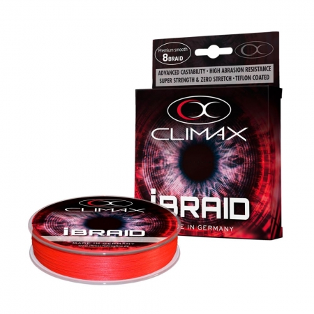 Шнур Climax iBraid 8 fluo-red 135 m ― Офіційний представник Sportex